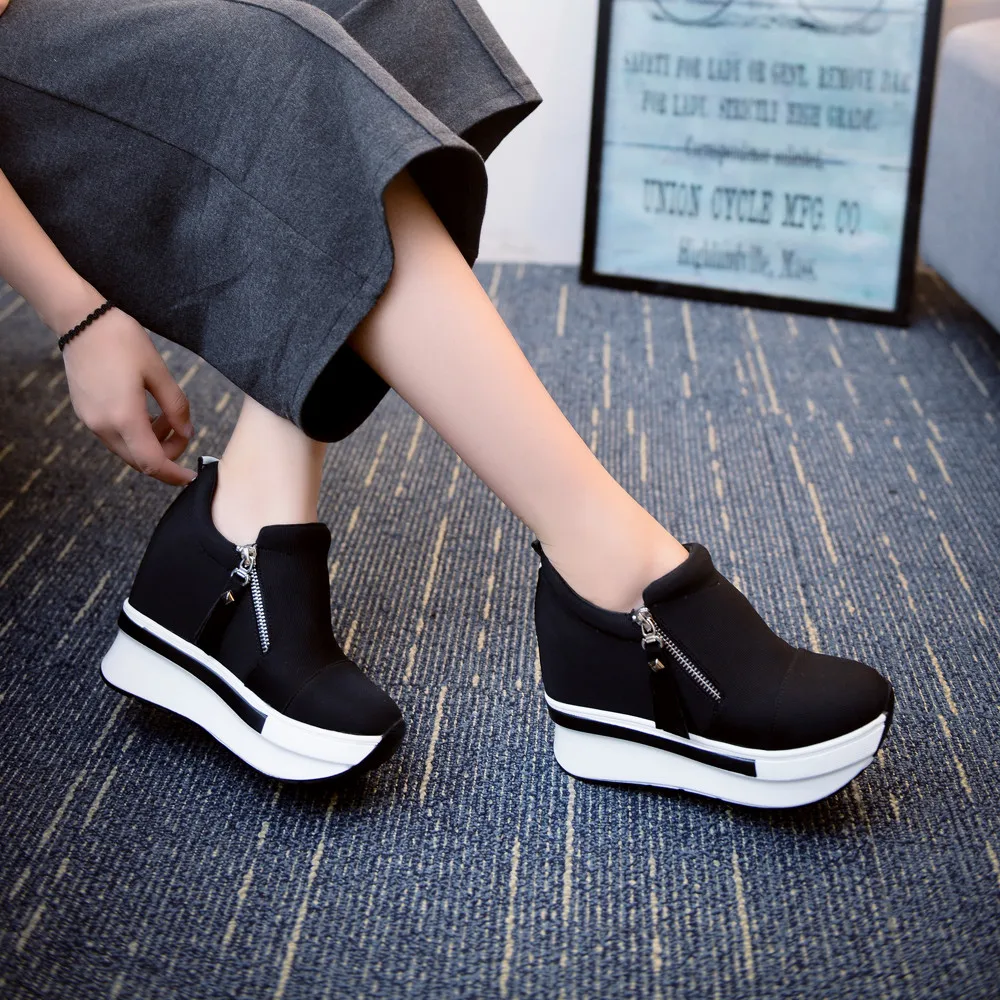 

Women Wedges Boots Platform Shoes Slip On Ankle Boots Fashion Casual Lightweight Comfortable Breathable Walking Shoes