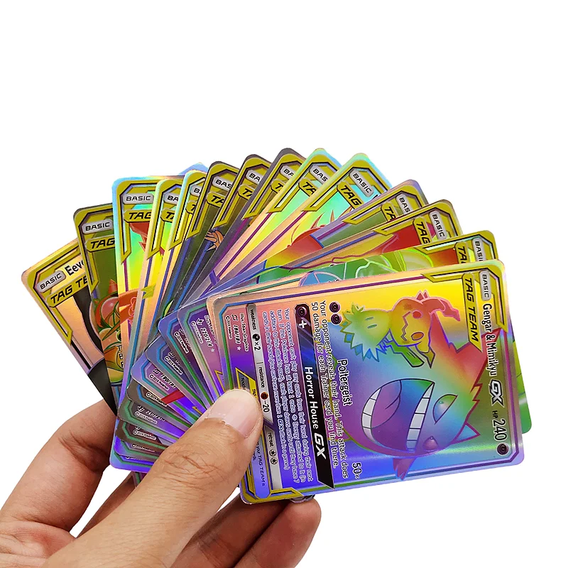 new 100pcs pokemon cards gx shining collection tag team colorful cards anime figures fighting game cards fun gift toys free global shipping