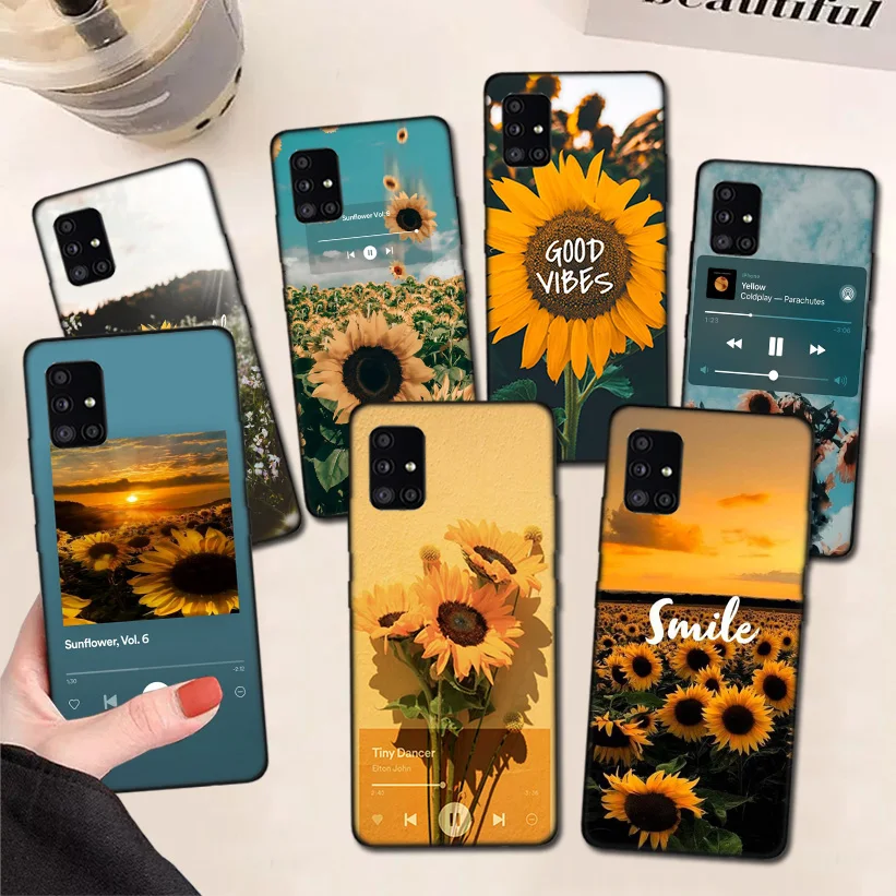 

Cute Flower Sunflower Phone Case For Samsung Galaxy A51 A71 A50 A70 A81 A91 A30 A40 A20E A10S A6 A7 A8 A9 Back Cover Coque Funda