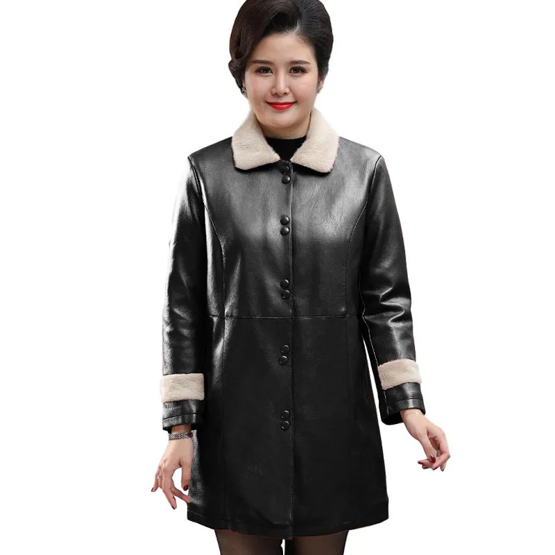 2020 осенне-зимнее женское бархатное пальто из толстой искусственной кожи женская