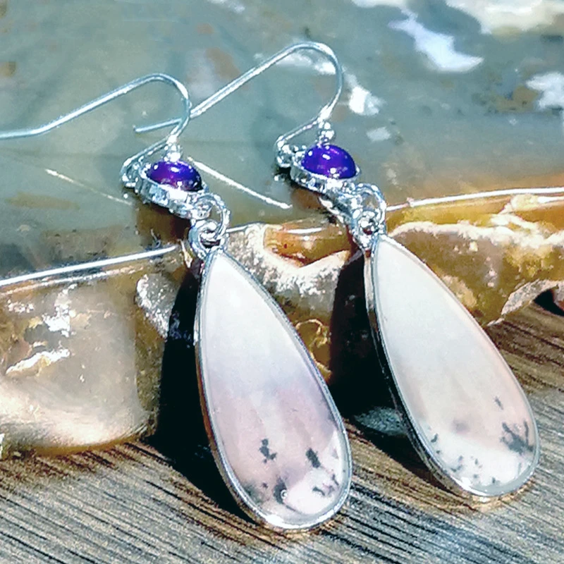 

Simple Creative Drop-Shaped Synthetic Gemstone Pendant Earrings Exquisite Elegant Temperament Ladies Jewelry Best gift