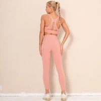 women seamless yoga set gym 2 piece bras leggings push up pants exercise padded workout running suit sportswear athletic top