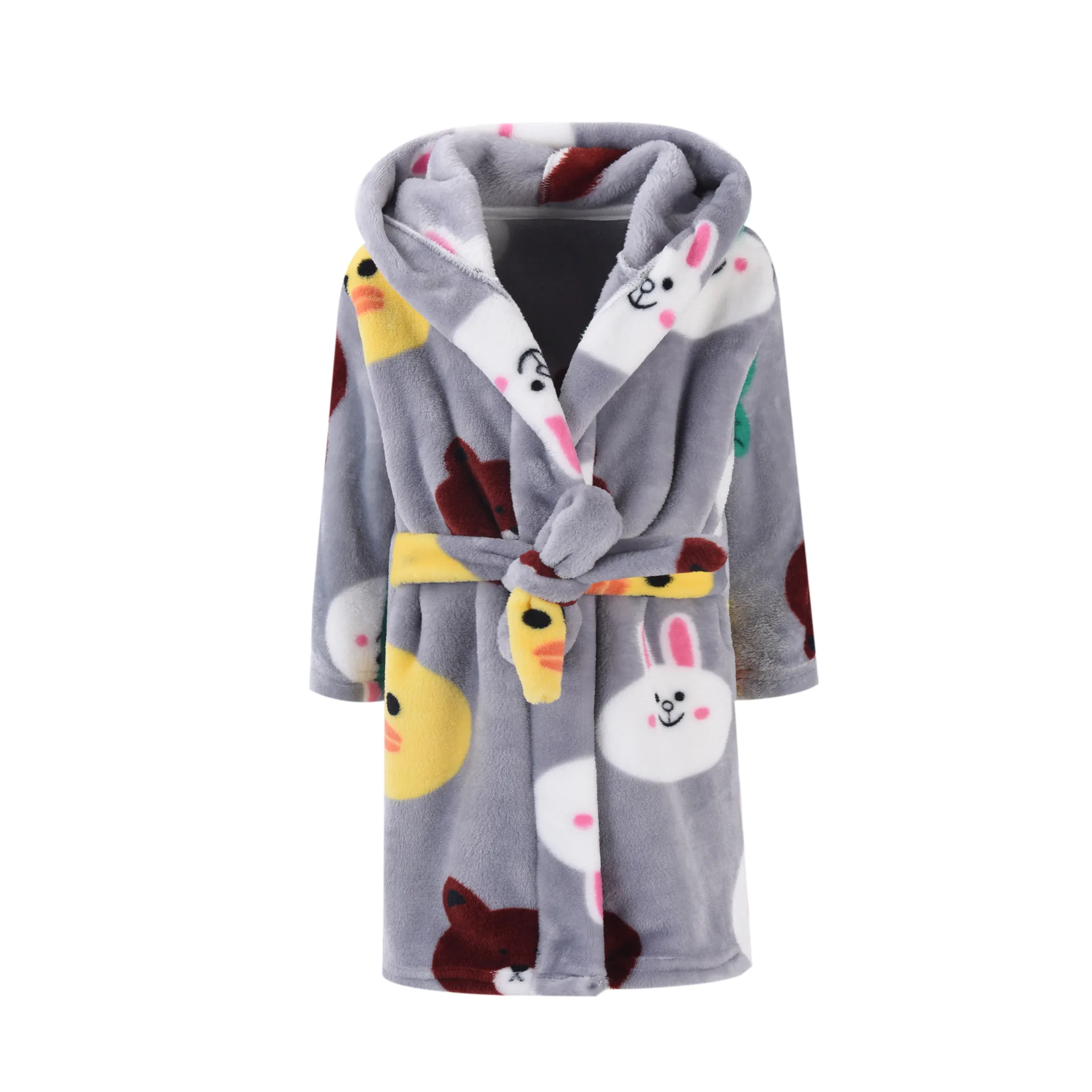 Детский мягкий фланелевый спортивный костюм с шапкой Ночная одежда принтом и