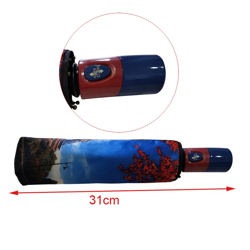 

Folding Fully Automatic Women Rain Umbrellas Strong windproof Women's Umbrella Rain Big umbrella with print Waterproof
