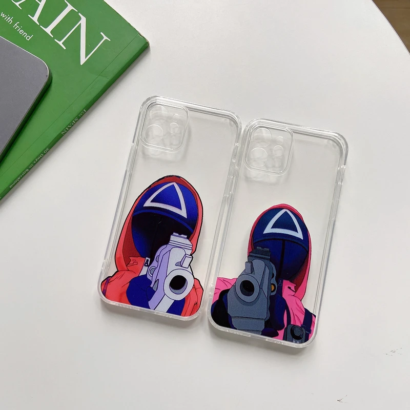 

Korean Squid Game Cute Cartoon Phone Case For iPhone 13 12 11 Pro Max XR X XS Max 7 8 Plus SE 2020 Cases Soft Silicone Cover