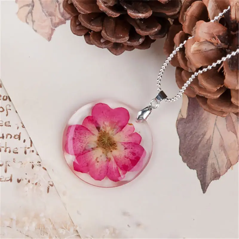 Цепочка сушеный цветок из смолы в стиле бохо ручная работа прозрачная ромашки