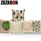 Декоративный чехол для диванной подушки, розовый чехол с геометрическим рисунком тропической пальмы, листа, оленя, сердца, с узором, для дома, гостиной