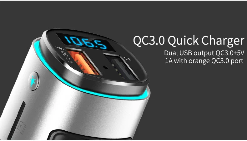 Bc41 Nordic Style Car Mounted Card Instert MP3 Player Multi-functional Bluetooth Receiver USB Drive Charger Car Cigarette Lighte