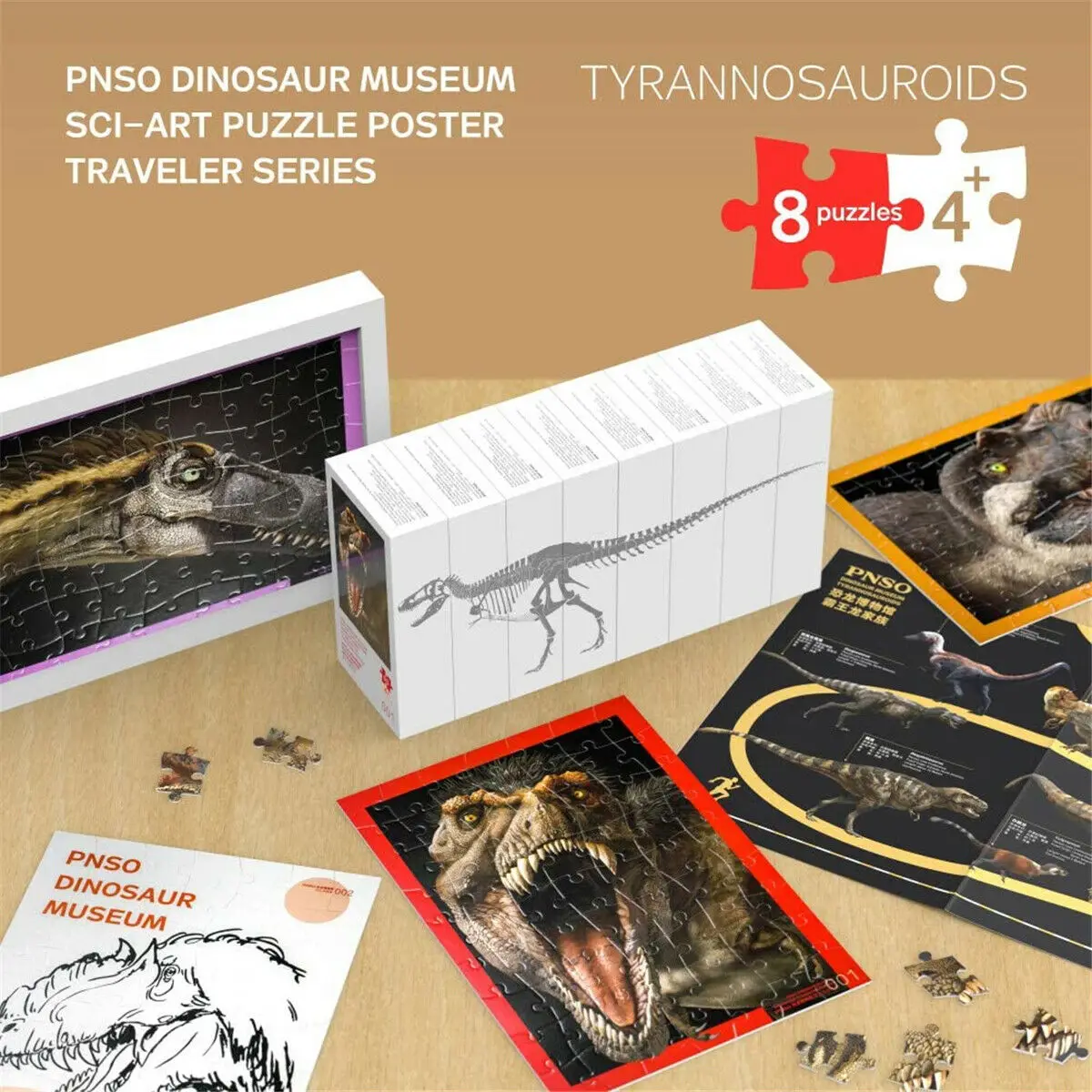 

PNSO Yutyrannus Nanuqsaurus T-Rex Dinosaur Museum Puzzle Poster Traveler Series Family Adults Kids Birthday Gift Toy