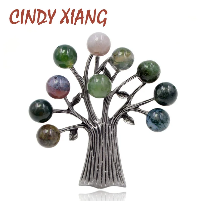CINDY XIANG каменные Броши в виде дерева для женщин Элегантная Винтажная брошь с булавкой аксессуары для костюма 3 цвета на выбор высокое качество Новинка подарок