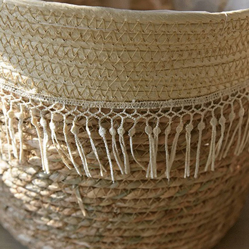 

1x Woven Seagrass Tummy Basket is Used to Store Plant Basket & 6x 8.6 Inch Plastic Pots with Drainage Hole and Tray