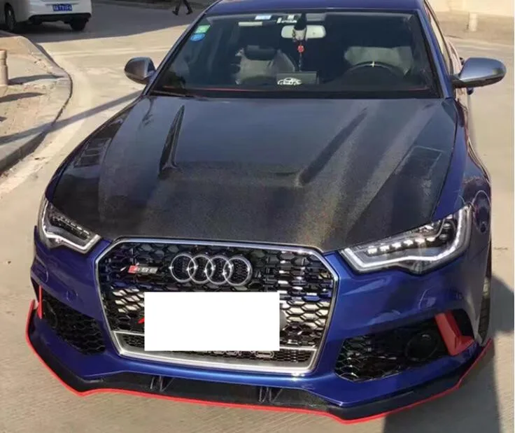 A6 S6 RS6 Настоящее углеродное волокно передний бампер автомобиля капоты двигателя