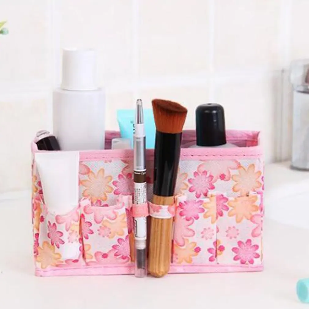 

Creative foldable cosmetics storage box desktop jewelry box small multifunctional storage bag fabric floral style