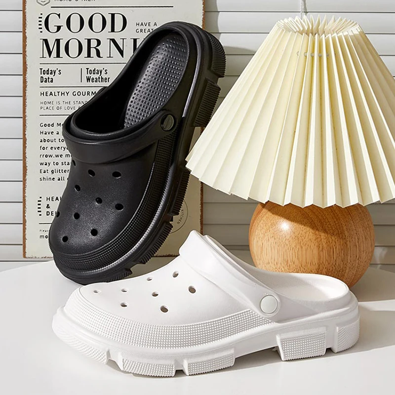 

Top Quality New Fashion Summer Slippers Men Women Beach Sandals Solid Color Casual Garden Clogs EVA Non-slip Hole Shoes Unisex