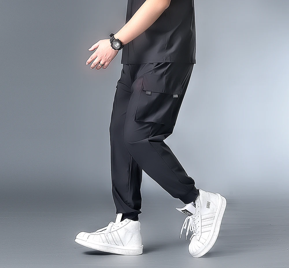 7XL 6XL XXXXL thin fabric Man Black 2020 Vintage Joggers Streetwear Mens Pockets Harem Pants Male Summer Print Fashions | Мужская одежда