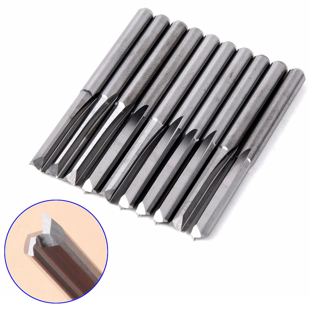 

10 Pcs CNC Machining Router Bit Double Straight Slot 2 Flute Cutting Edge Tool