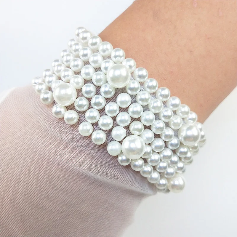 

New Women Elegant Lace Gloves Pearls Ultra-Thin Short Style Elegant Female White Mesh Transparent Glove Party Opera Gloves