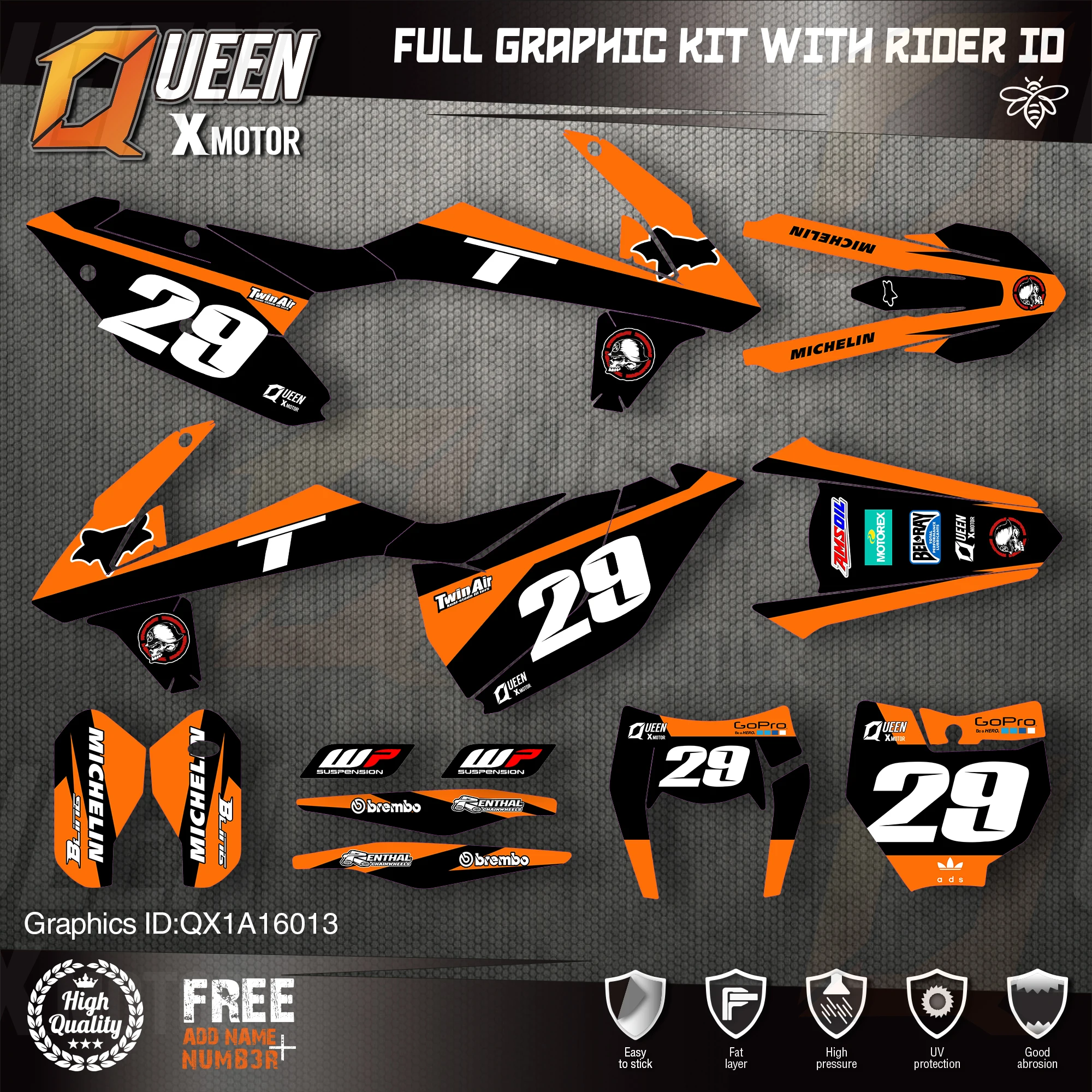 Оригинальные графические наклейки QUEEN X MOTOR Team Набор наклеек для KTM 2016 2017 2018 SX SXF 2019