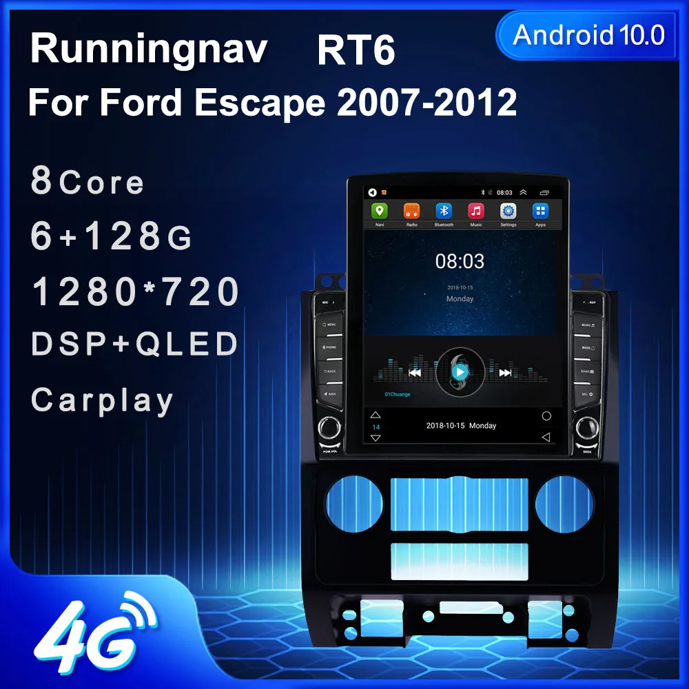 Runningnav для Ford Escape 2007 2008 2009 2010 2011 2012 Tesla Type Android автомобильное радио мультимедийный