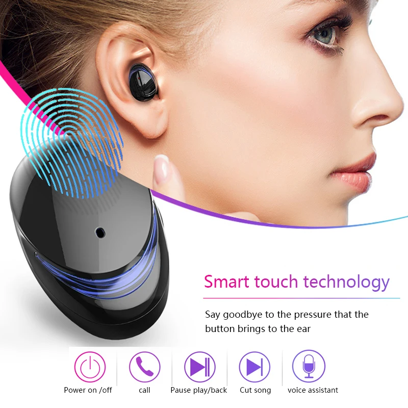 Bluetooth Earphone true V5.0 Wireless Sports Headset long standby LED Touch IPX7 Waterproof Headphone with power bank for xiaomi |
