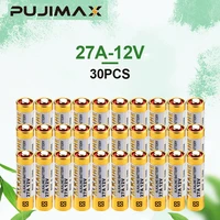 pujimax 30pcslot alkaline battery 27a 12v primary dry alkaline battery g27a mn27 ms27 small batteries for lighter keyfob remote