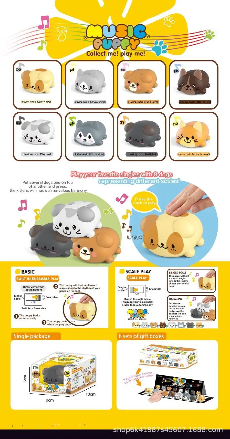 

Electric Tone Dog Voice Montessori Wang Wang Choir Glowing Music Player Sound Toy Interest Culture Piano Note Birthday Present