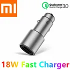 Автомобильное зарядное устройство Xiaomi QC 3,0, оригинальное зарядное устройство 18 Вт с двумя USB-портами для быстрой зарядки, 5 В3 А, 9 В2 А, 12 Ва для Xiaomi