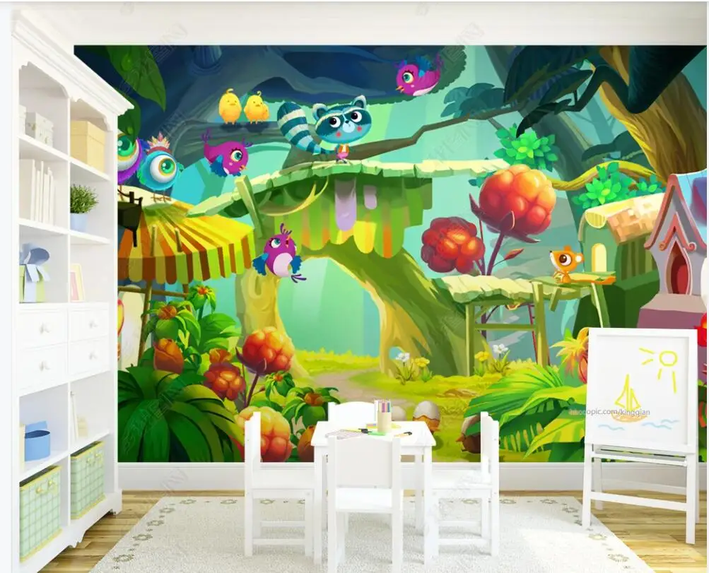 

3d фото обои на стену на заказ, мультяшная фотография, фотообои с рисунком леса, детской комнаты, домашний декор, обои для стен 3 d