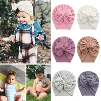 big bow knot headband turban hats for baby boys girls beanies elastic caps hairband bonnet newborn toddler headwraps