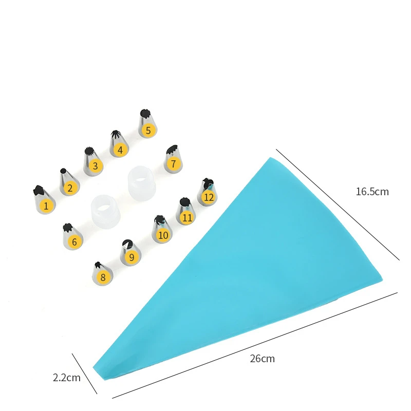 

12Pcs Stainless Steel Cake Nozzles Set Icing Piping Cream Pastry Bag Flower Mouth DIY Baking Cupcake Dessert Decoration Tools