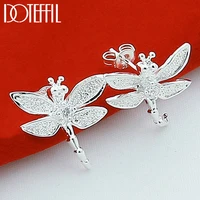 doteffil 925 sterling silver dragonfly stud earrings for woman wedding engagement fashion party charm jewelry