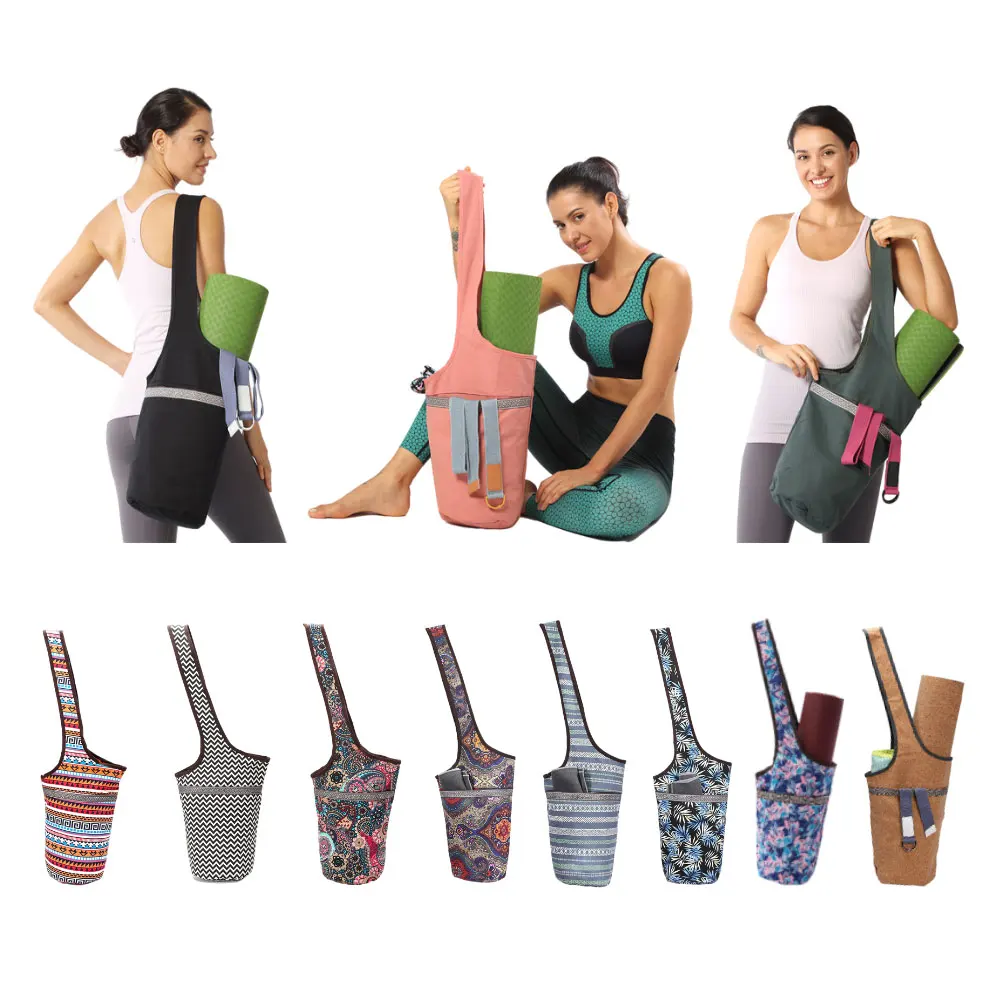 Fashion Yoga Mat Bag Canvas Large Size Zipper Pocket Pilates Mat Tote Sling Carrier Fitness Supplies Washable Gym Bag Mats