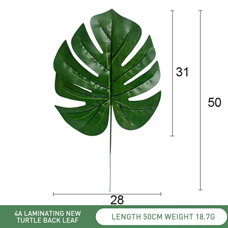 green Leaf 23cm Пластиковые искусственные листья GreenTropical Пальмовые Листья моделирование лист для вечерние для дома садовые украшения DIY - Цвет: green Leaf 23cm