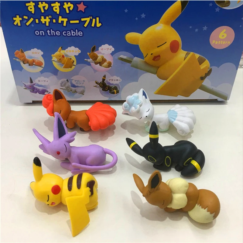 

Tomy Pokemon 6 шт./компл. сон серия Eevee Bikachu фигурки модель игрушка креативный мультяшный Покемон Кубок кулон украшения модель игрушка подарок