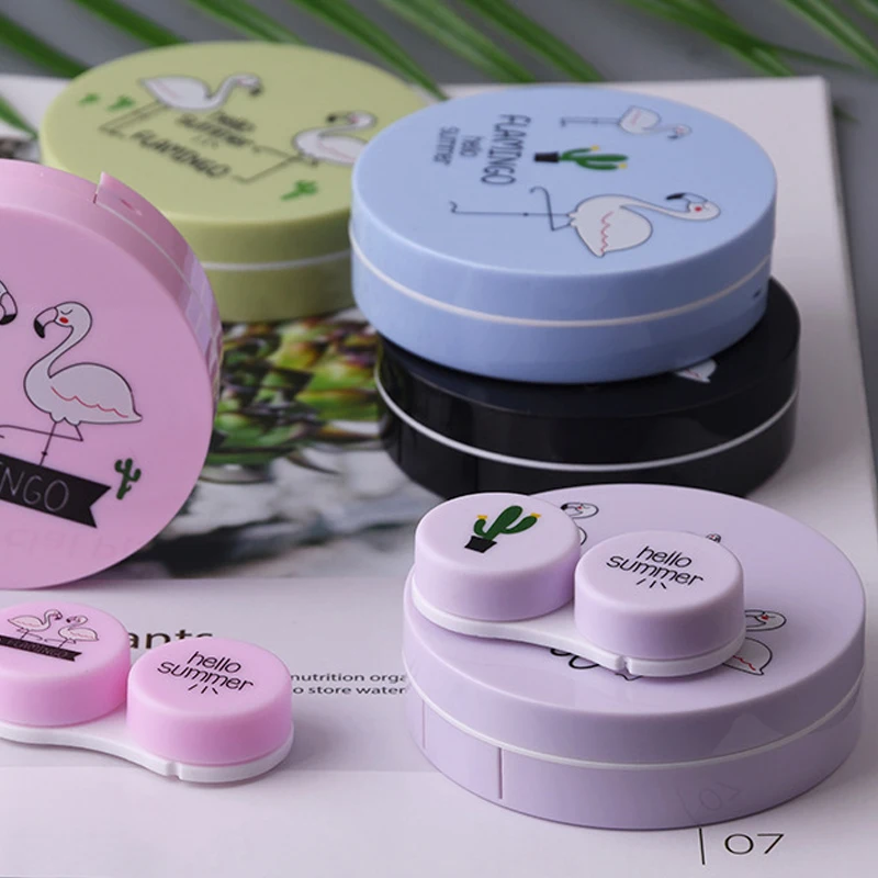 

Colored Contact Lenses Case Cute Eyes Contact Lens Travel Storage Box Container Kawaii Anime Luxury Set Female Kit Round Mirror