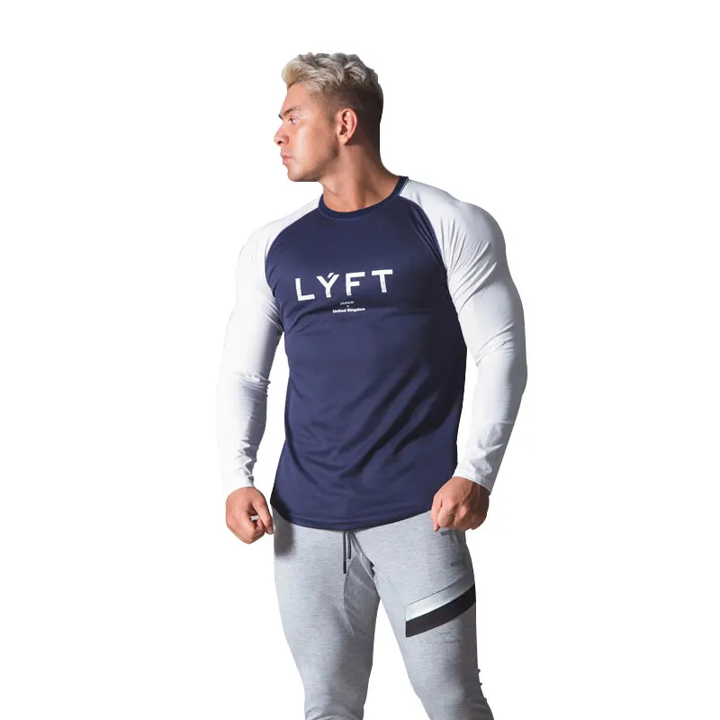 

Men Casual Skinny T-Shirt Gyms Fitness Bodybuilding Workout Long Sleeve Black Tee Shirt Tops Male Brand Clothing Autumn New