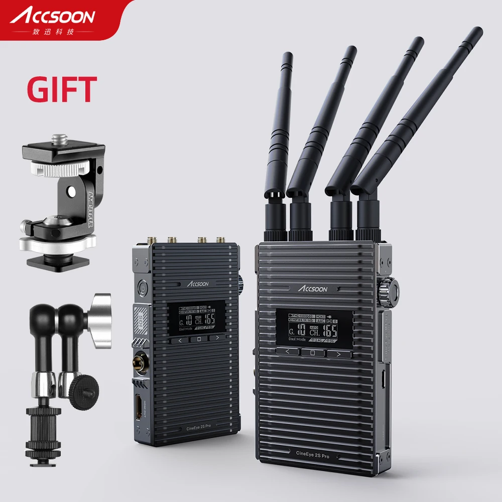 

ACCSOON CineEye 2S Pro 5Ghz Dual channel Wireless Transmission Monitor System SDI 1080P 60fps 350m for camera Live Streaming
