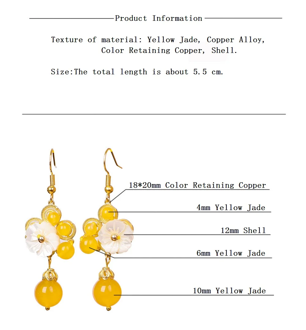 Темпераментарные маленькие свежие желтые серьги-подвески с кристаллами личные