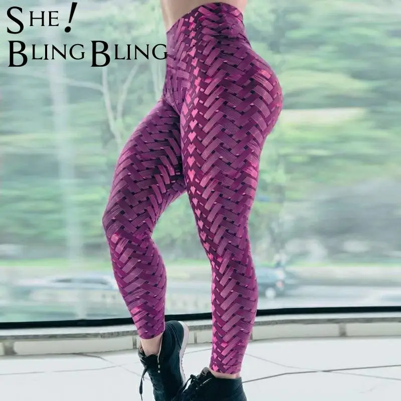Женские леггинсы для фитнеса SheBlingBling с принтом в черном цвете тренировок