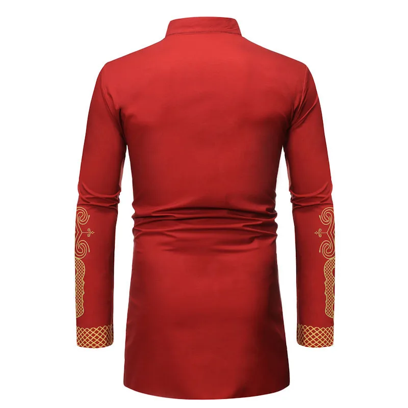 Новинка осени 2020 новые мужские рубашки с национальным принтом облегающие