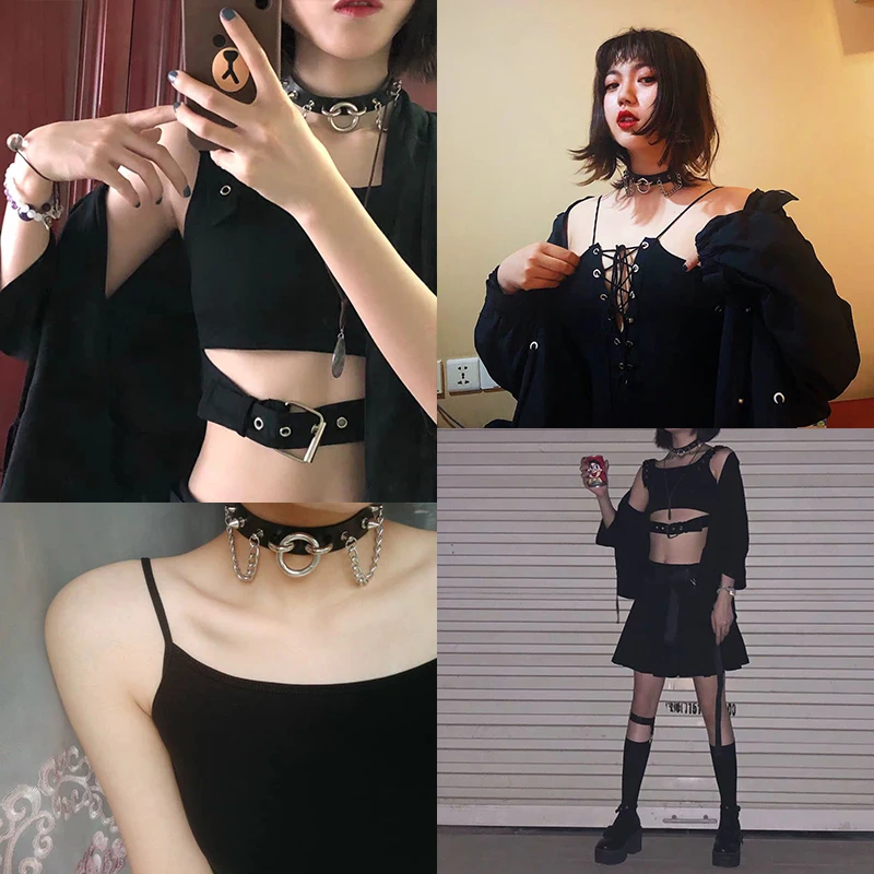 Ожерелье из искусственной кожи в стиле Харадзюку