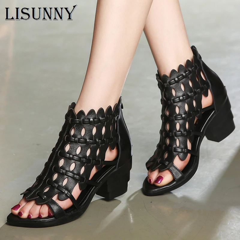 Женские сандалии ручной работы LISUNNY летние из натуральной кожи в стиле ретро на