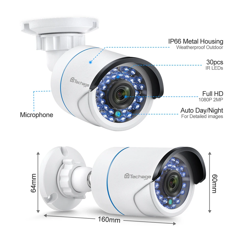

Techage 1080P IP Camera System 8CH POE NVR Kit Outdoor Waterproof Audio Recording Security Camera CCTV Video Surveillance Set