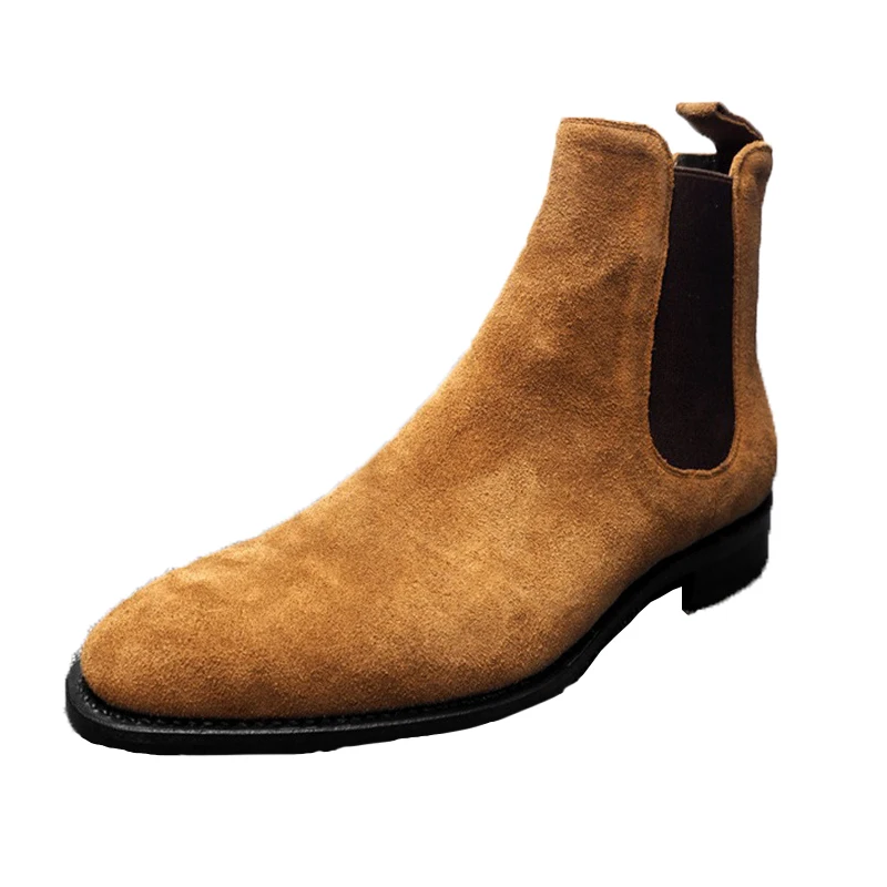 Ботинки Челси повседневные мужские ботинки замшевые высокие туфли Ботильоны без