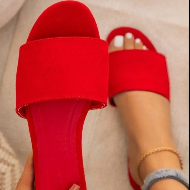 

Women's Flip Flops 2021 Summer New Fashion Solid Color Round Head Comfortable Open Toe Sandals Casual Flat Woman Slippers