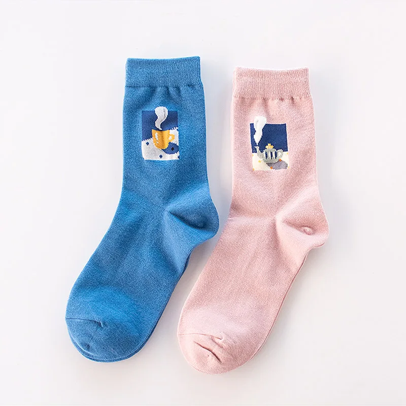 1 пара новых забавных кавайных женских носков красивые жаккардовые носки из