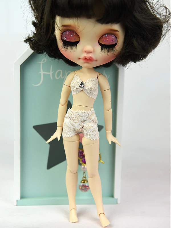 WHITE STYLE 2 Одежда Blyth Dolls, нижнее белье, костюм, кружевной бюстгальтер и трусики, подходит для Blyth кукла 1/6, обычный, суставный, Azone, Licca Body, ледяная кукла - Цвет: WHITE STYLE 2