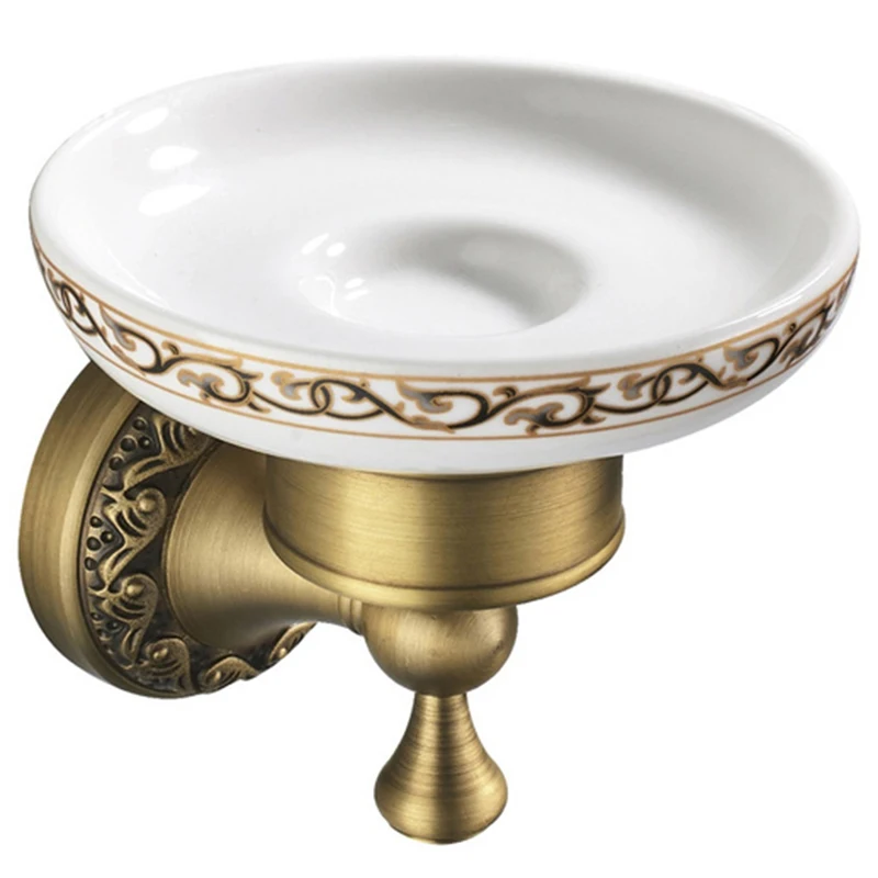 

Antique Brass Bathroom Pendant Soap Dish, Ceramic Soap Dish