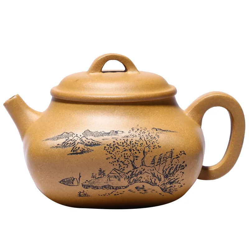 Duanni Shanshui Square Pot Zisha Teapot Yixing Handmade Pot Kung-fu Teaware Purple Clay Drinkware For Puer Green Black Chinese