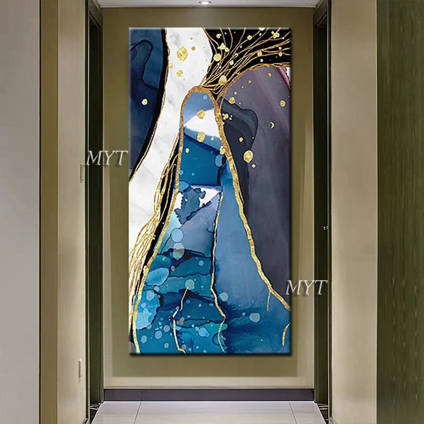 Текстурированная Золотая фольга на холсте ручная роспись Настенный декор